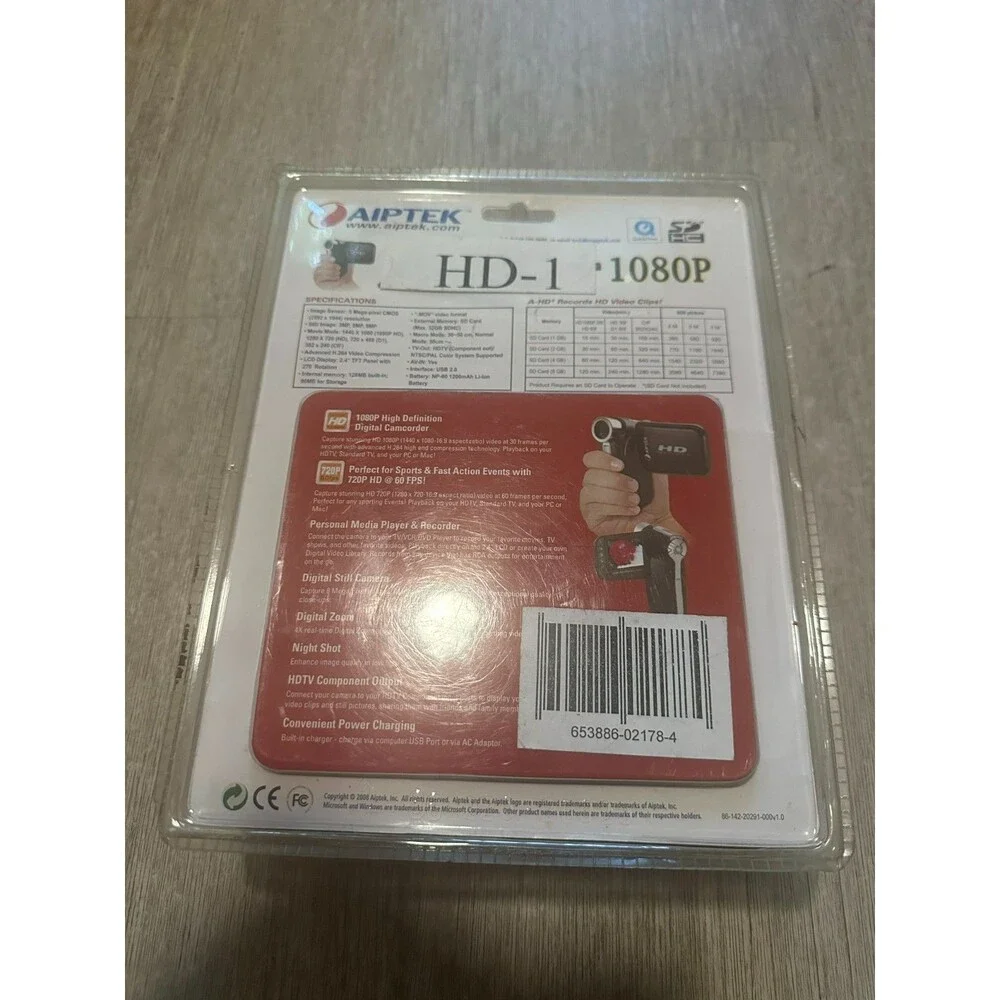 Aiptek HD-1 1080P High Definition Digital Video Camera Pocket Camcorder Sealed